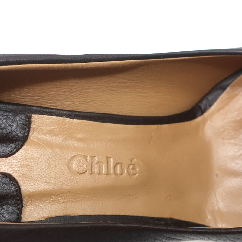 Chloe Buckle Wedge Pumps Dark Brown Leather Size 40 product image 9, provided for visual reference and product detail review