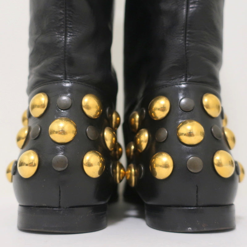Gucci Babouska Studded Heel Knee High Boots Black Leather Size 38.5 product image 9, provided for visual reference and