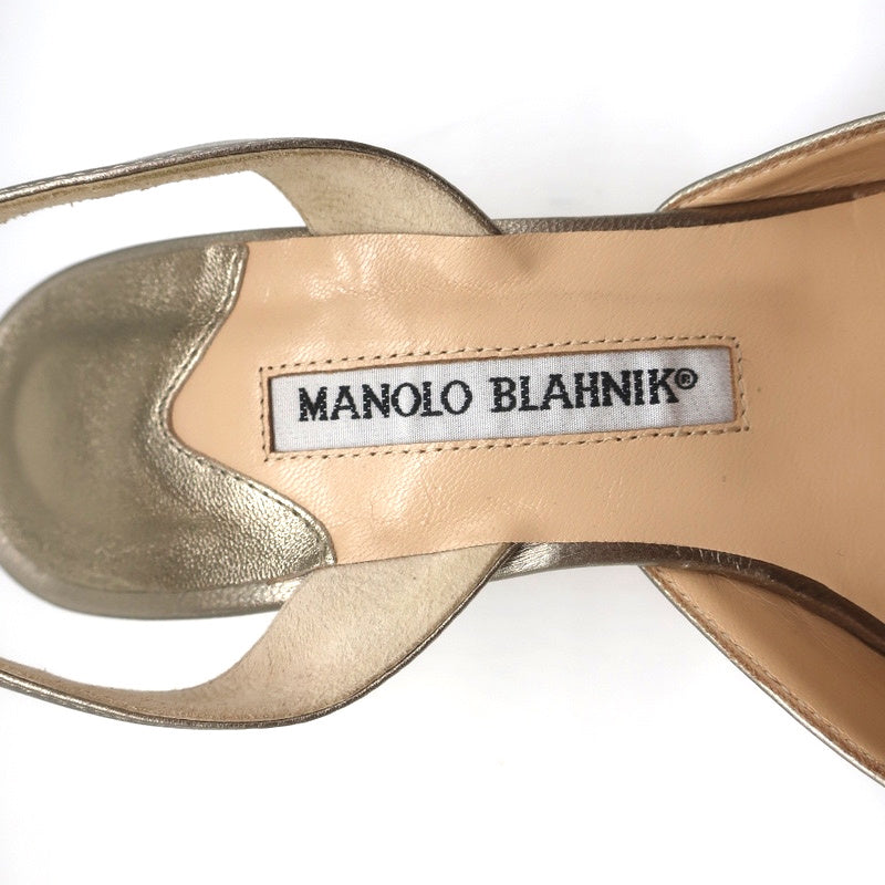 Manolo Blahnik Carolyne Slingback Pumps Gold Metallic Leather Size 38.5 product image 9, provided for visual reference and