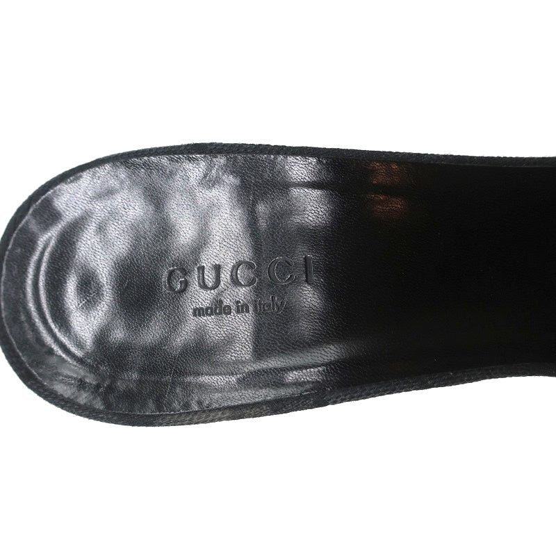 Gucci Bow Mules Black Monogram Canvas & Leather Size 8 Pointed Toe Heels product image 9, provided for visual reference and