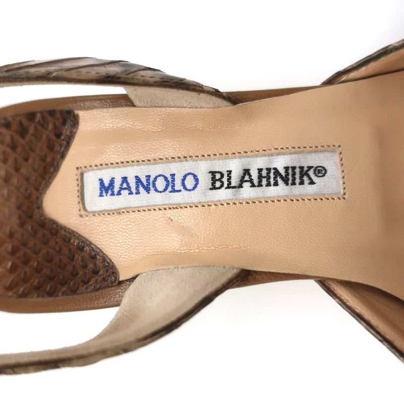 Manolo Blahnik Carolyne Slingback Pumps Brown Snakeskin Size 38.5 Pointed Toe product image 9, provided for visual reference