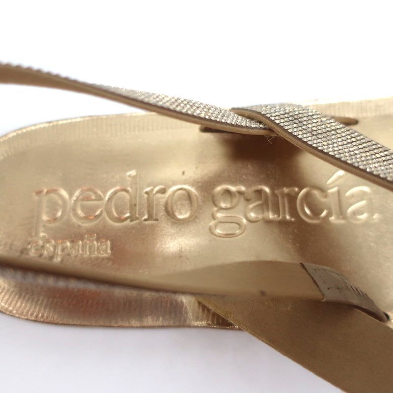 Pedro Garcia Crystal Thong Sandals Zulmar Gold Satin Size 38 Slingback Flats product image 9, provided for visual reference