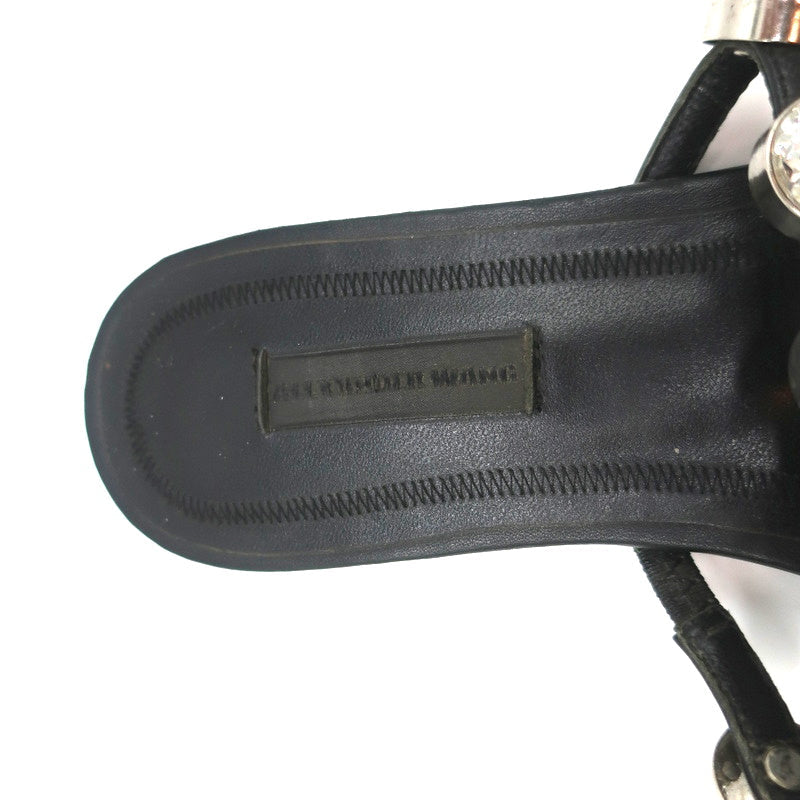 Alexander Wang Amelia Crystal-Studded Mules Black Leather Size 39 Caged Sandals product image 9, provided for visual