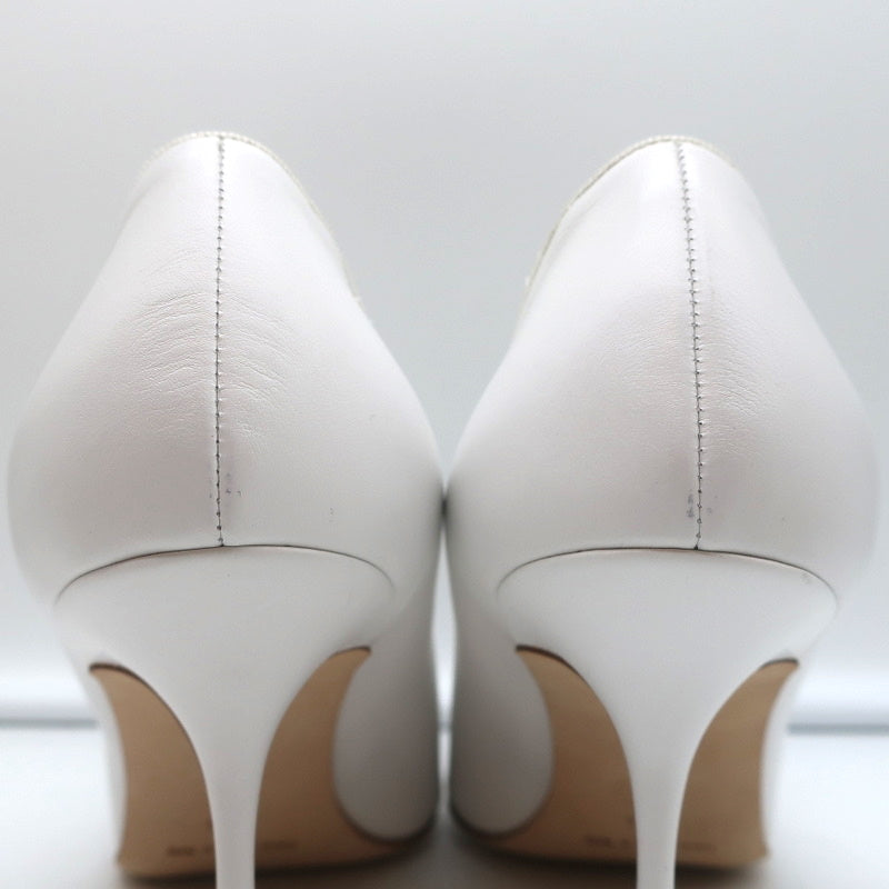 Manolo Blahnik Pumps Urgenzapla White Leather Size 36.5 Pointed Toe Heels product image 9, provided for visual reference and