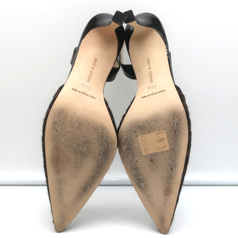 Manolo Blahnik Carolyne Slingback Pumps Leopard Jacquard & Patent Size 38.5 product image 9, provided for visual reference