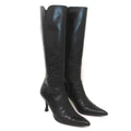 Stuart Weitzman Bonjour Knee High Boots Black Leather Size 6 Pointed Toe Heel product image 1, provided for visual reference