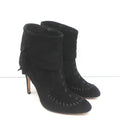 Manolo Blahnik Tassel Ankle Boots Black Suede Size 37 High Heel Booties product image 1, provided for visual reference and
