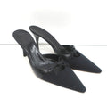 Gucci Bow Mules Black Monogram Canvas & Leather Size 8 Pointed Toe Heels product image 1, provided for visual reference and