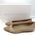 Manolo Blahnik Bipunta Cap Toe Flats Taupe Suede & Patent Leather Size 36 NEW product image 1, provided for visual reference