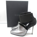 Vic Matie Metal Heel Pumps Black Nubuck & Silver Metallic Leather Size 37.5 product image 1, provided for visual reference