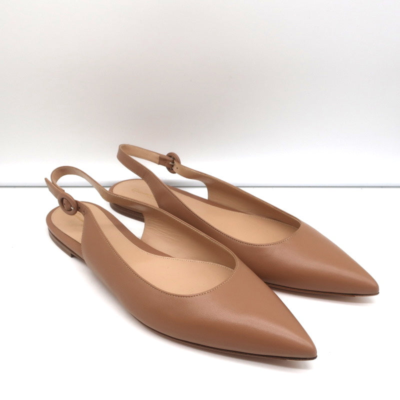 Gianvito Rossi Slingback Flats Anna Praline Leather Size 41 Pointed Toe NEW product image 1, provided for visual reference
