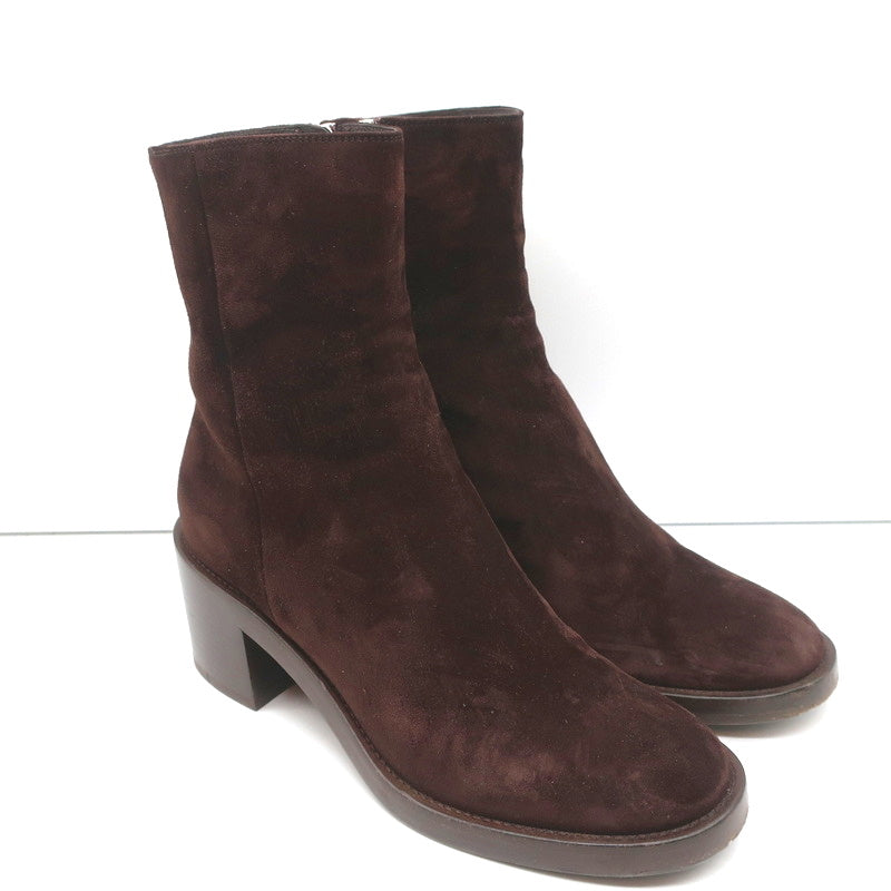 Gianvito Rossi Block Heel Ankle Boots Dark Brown Suede Size 38 product image 1, provided for visual reference and product