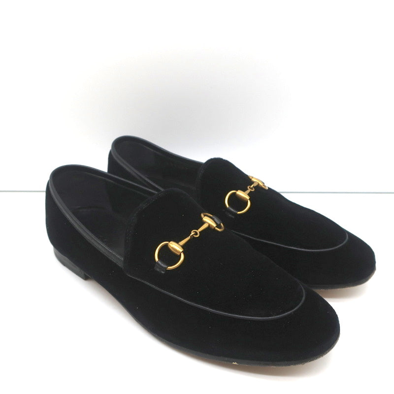 Gucci Jordaan Horsebit Loafers Black Velvet Size 37.5 product image 1, provided for visual reference and product detail