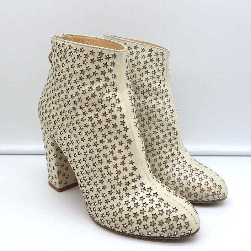 Charlotte Olympia Alba Star Ankle Boot Cream Crystal-Embellished Leather Size 38 product image 1, provided for visual