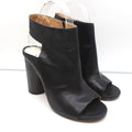 Maison Margiela Open Toe Booties Black Leather Size 37.5 Round Heel Slingback product image 1, provided for visual reference