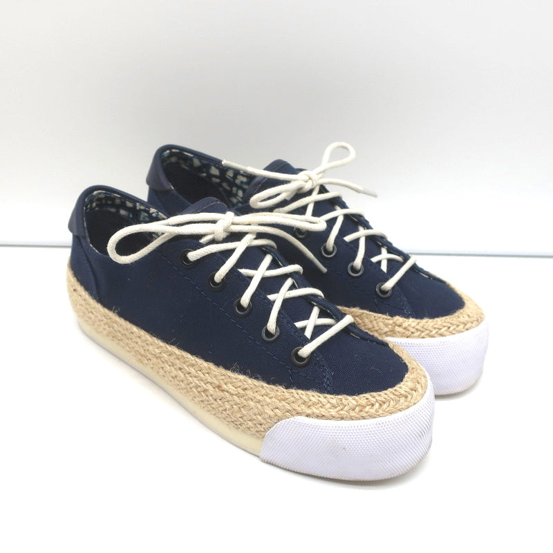Tory Burch Platform Espadrille Sneakers Navy Canvas Size 5