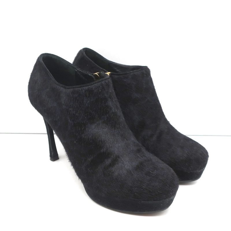 Yves Saint Laurent Platform Booties Navy/Black Leopard Print Pony Hair Size 38 product image 1, provided for visual