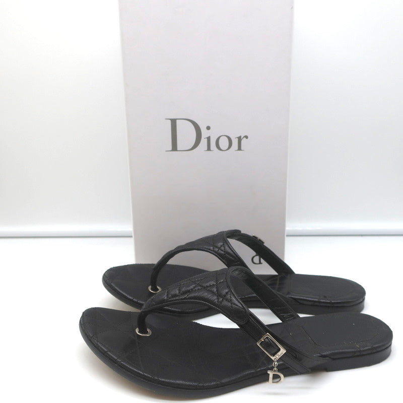 Christian Dior Cannage Thong Sandals Black Leather Size 35.5 Flat Slides product image 1, provided for visual reference and