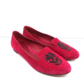 Alexander McQueen Sequin Skull Loafers Magenta Suede Size 37 Slip-On Flats product image 1, provided for visual reference