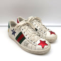 Gucci Ace Stars Low Top Sneakers White & Metallic Leather Size 36 product image 1, provided for visual reference and product