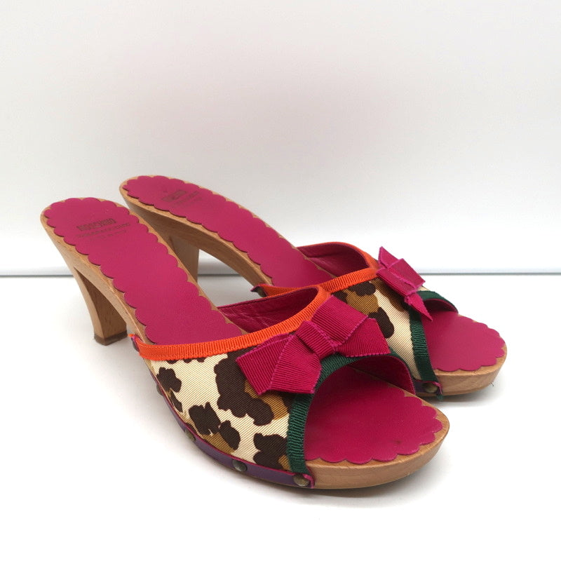 Moschino Cheap and Chic Bow Clog Sandals Leopard Print Size 40 High Heel Slides product image 1, provided for visual