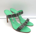 Manolo Blahnik Muluca Double-Band Slide Sandals Mint Snakeskin Size 38.5 product image 1, provided for visual reference and