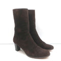 Loro Piana Mid-Heel Ankle Boots Dark Brown Leather-Trim Suede Size 37.5 product image 1, provided for visual reference and