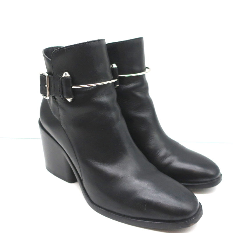 Balenciaga Metal Bar Ankle Boots Black Leather Size 38.5 Chunky Heel Booties product image 1, provided for visual reference