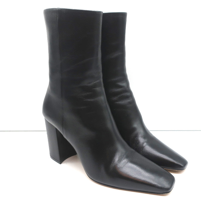 Valentino Rockstud Trim Mid-Calf Boots Black Leather Size 38 High Heel product image 1, provided for visual reference and