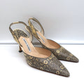 Manolo Blahnik Carolyne Slingback Pumps Ivory Lizard Size 38.5 Pointed Toe Heels product image 1, provided for visual