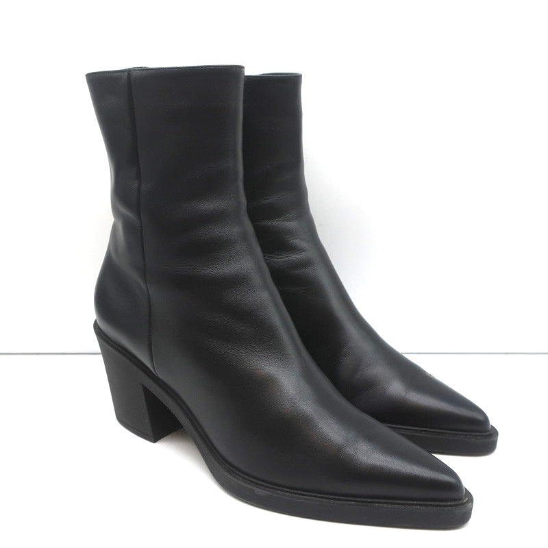 Gianvito Rossi Dylan Ankle Boots Black Leather Size 41.5 Pointed Toe High Heel product image 1, provided for visual