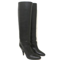 Hermes Knee High Boots Brown-Trimmed Black Leather Size 36 High Heel product image 1, provided for visual reference and