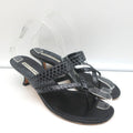 Manolo Blahnik Susa Thong Sandals Black Snakeskin Size 38.5 Kitten Heel Slides product image 1, provided for visual