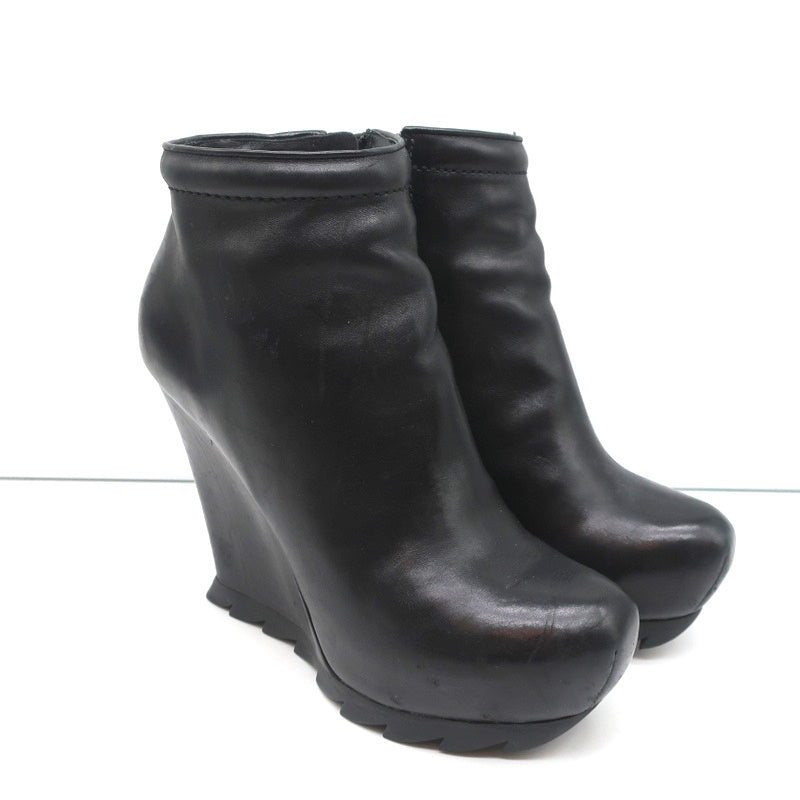 Camilla Skovgaard Saw-Sole Wedge Booties Black Leather Size 36 Ankle Boots product image 1, provided for visual reference