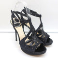 Christian Dior Platform Cut-Out Sandals Black Snakeskin & Patent Size 37.5 product image 1, provided for visual reference