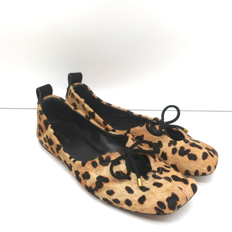 Frame Square Toe Ballet Flats Le Sunset Leopard Print Calf Hair Size 37.5 product image 1, provided for visual reference and