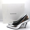 Balenciaga Broken Mirror Heels Silver Metallic Leather Size 37.5 Point-Toe Pumps product image 1, provided for visual