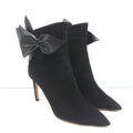 Jimmy Choo Kassidy Bow Ankle Boots Black Suede Size 39 Pointed Toe High Heel product image 1, provided for visual reference