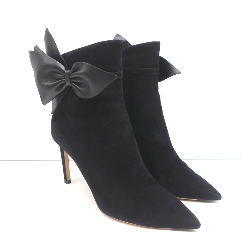 Jimmy Choo Kassidy Bow Ankle Boots Black Suede Size 39 Pointed Toe High Heel product image 1, provided for visual reference