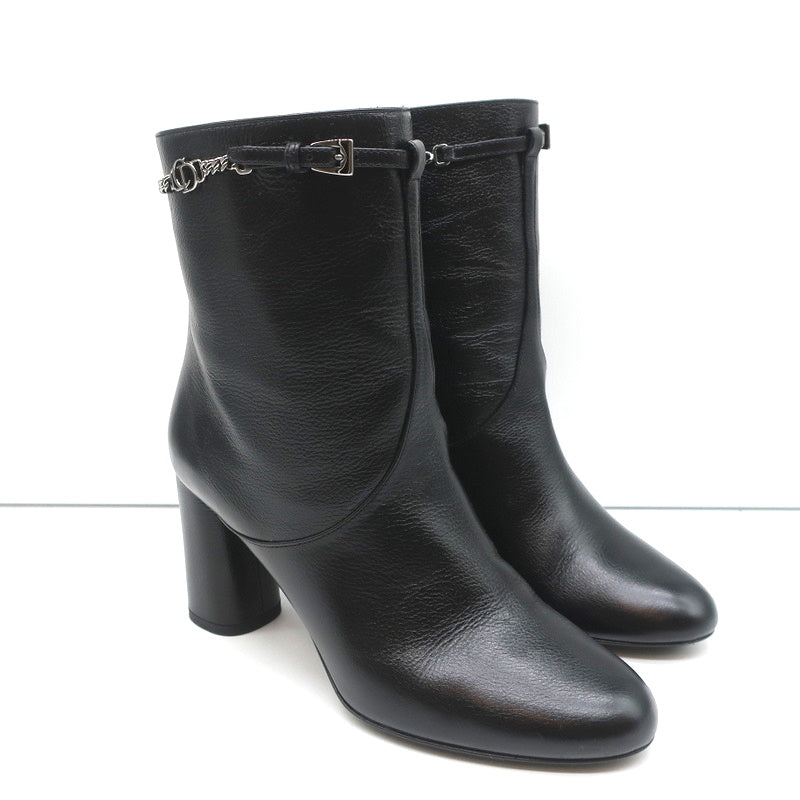 Christian Dior CD Chain Embellished Ankle Boots Black Leather Size 36 High Heel product image 1, provided for visual