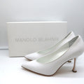 Manolo Blahnik Pumps Urgenzapla White Leather Size 36.5 Pointed Toe Heels product image 1, provided for visual reference and
