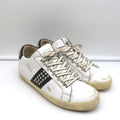 Leather Crown Iconic Stud Low Top Sneakers White & Black Leather Size 38 product image 1, provided for visual reference and