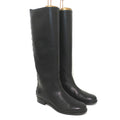 Fendi Riding Boots Black Croc-Trim Leather Size 36 Flat Knee High Boots product image 1, provided for visual reference and