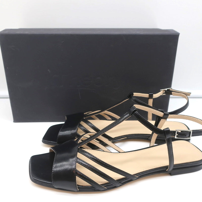 Theory V Strap Sandals Black Leather Size 38.5 Slingback Flats NEW product image 1, provided for visual reference and
