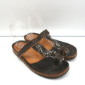 Pedro Garcia Crystal T-Strap Sandals Dark Brown Leather Size 37 Toe Ring Slides product image 1, provided for visual