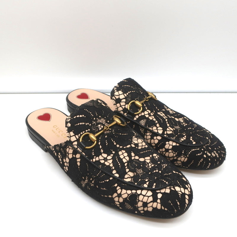Gucci Princetown Horsebit Loafer Mules Black Lace Size 39 product image 1, provided for visual reference and product detail