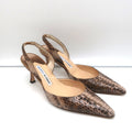 Manolo Blahnik Carolyne Slingback Pumps Brown Snakeskin Size 38.5 Pointed Toe product image 1, provided for visual reference