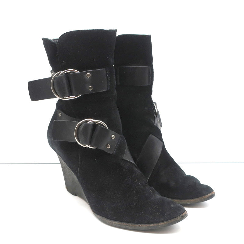 Givenchy Wedge Ankle Boots Black Buckled Suede Size 36.5 Pointed Toe product image 1, provided for visual reference and