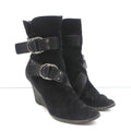 Givenchy Wedge Ankle Boots Black Buckled Suede Size 36.5 Pointed Toe product image 1, provided for visual reference and