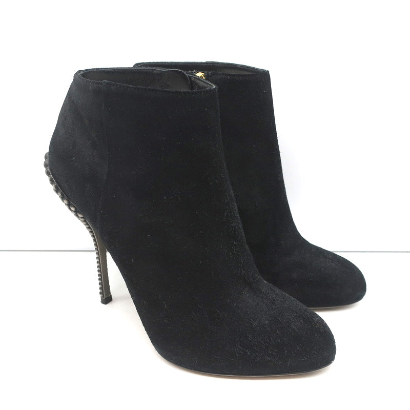 Sergio Rossi Studded Heel Booties Black Suede Size 38.5 Ankle Boots product image 1, provided for visual reference and